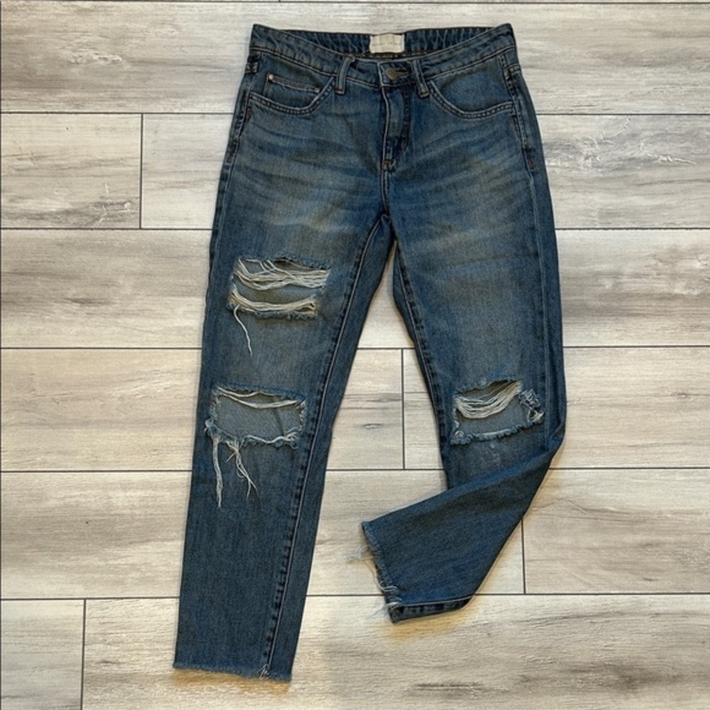 Gilded Intent Mid RIse Ankle Skinny distressed jeans size 24
